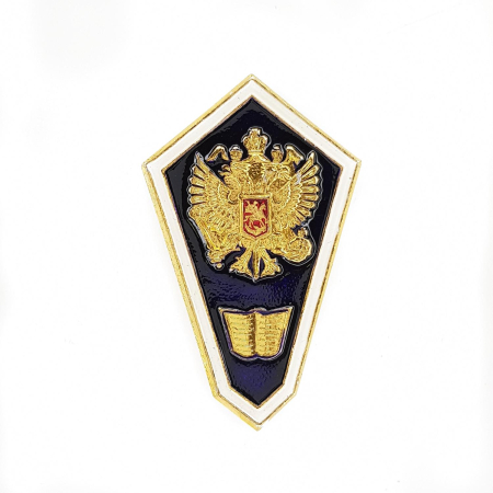 Значок "Гробик" Среднее гуманитарное образование, золотой, синий, металл - интернет магазин Полигон