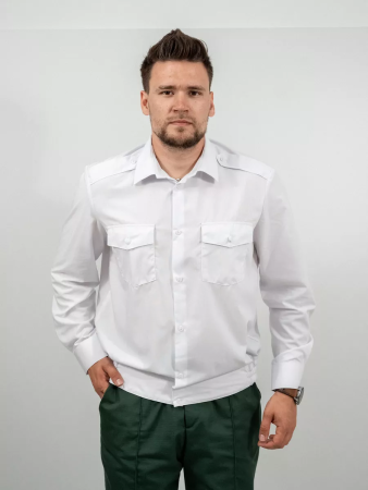 Рубашка РЖД, мужская, длинный рукав, цвет белый - интернет магазин Полигон
