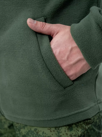 Толстовка на молнии, оливковый, флис - интернет магазин Полигон