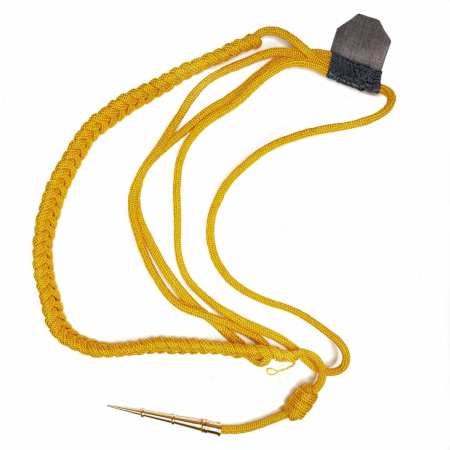 Аксельбант офицерский, 1 наконечник, шелк желтый - интернет магазин Полигон