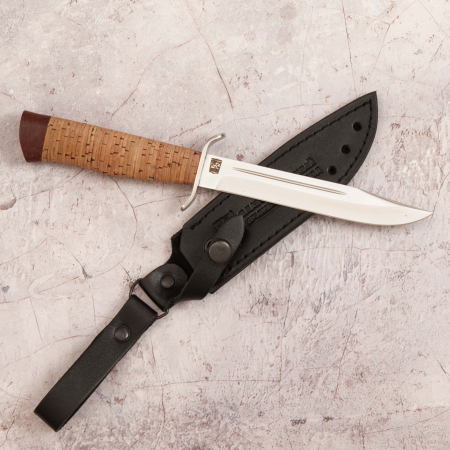 Нож Златоуст "Разведчика", черный, сталь 95х18, кожа - интернет магазин Полигон