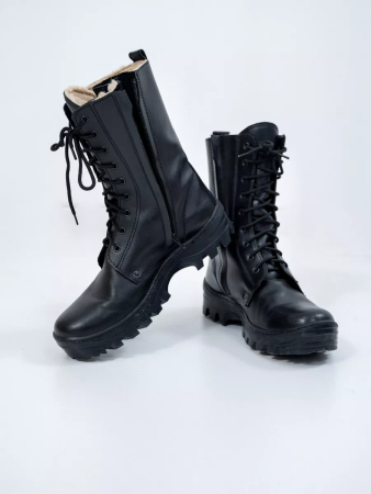 Берцы НАВИГАТОР, Бутекс черный, натуральный мех зима - интернет магазин Полигон