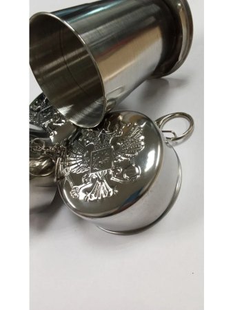 Складной стакан с карабином "Герб РФ", 150 мл - интернет магазин Полигон