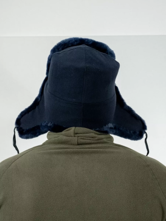 Шапка-ушанка Полиция, синий, овчина - интернет магазин Полигон