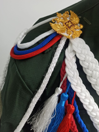 Аксельбант ДМБ цветной "кисти", белый, синий, красный - интернет магазин Полигон