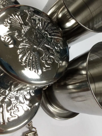 Складной стакан с карабином "Герб РФ", 150 мл - интернет магазин Полигон