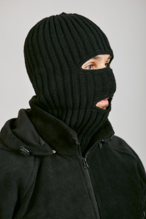 Маска 2 отверстия, черный, пан, шерсть - интернет магазин Полигон